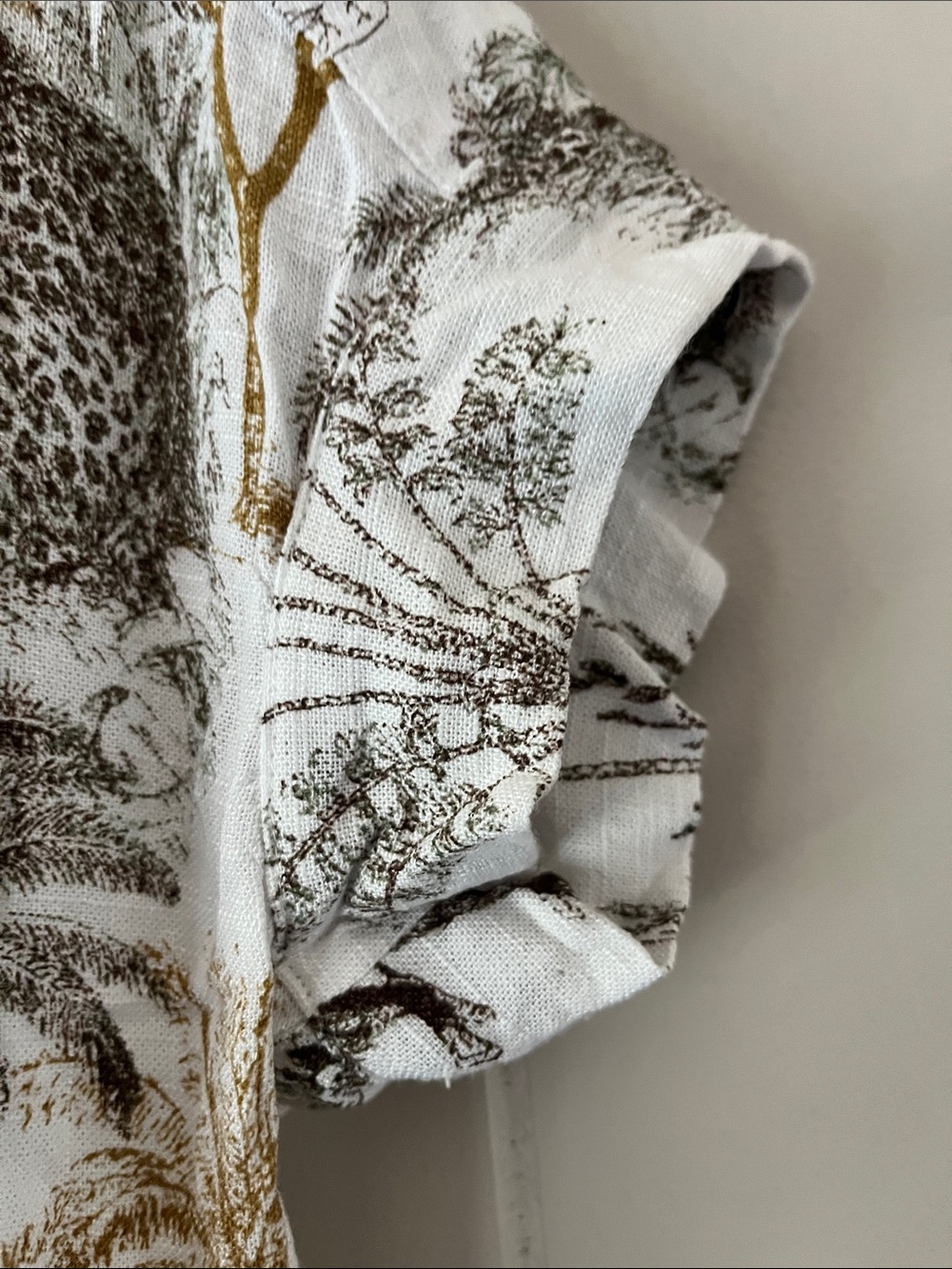 Women's Safari-Print Button Down Shirt - White with Black & Tan - Picture 8 of 14